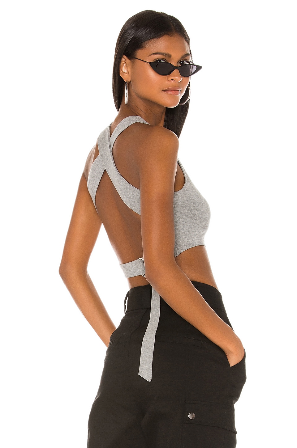 view 1 of 4 Monica Cross Back Top in Heather Grey