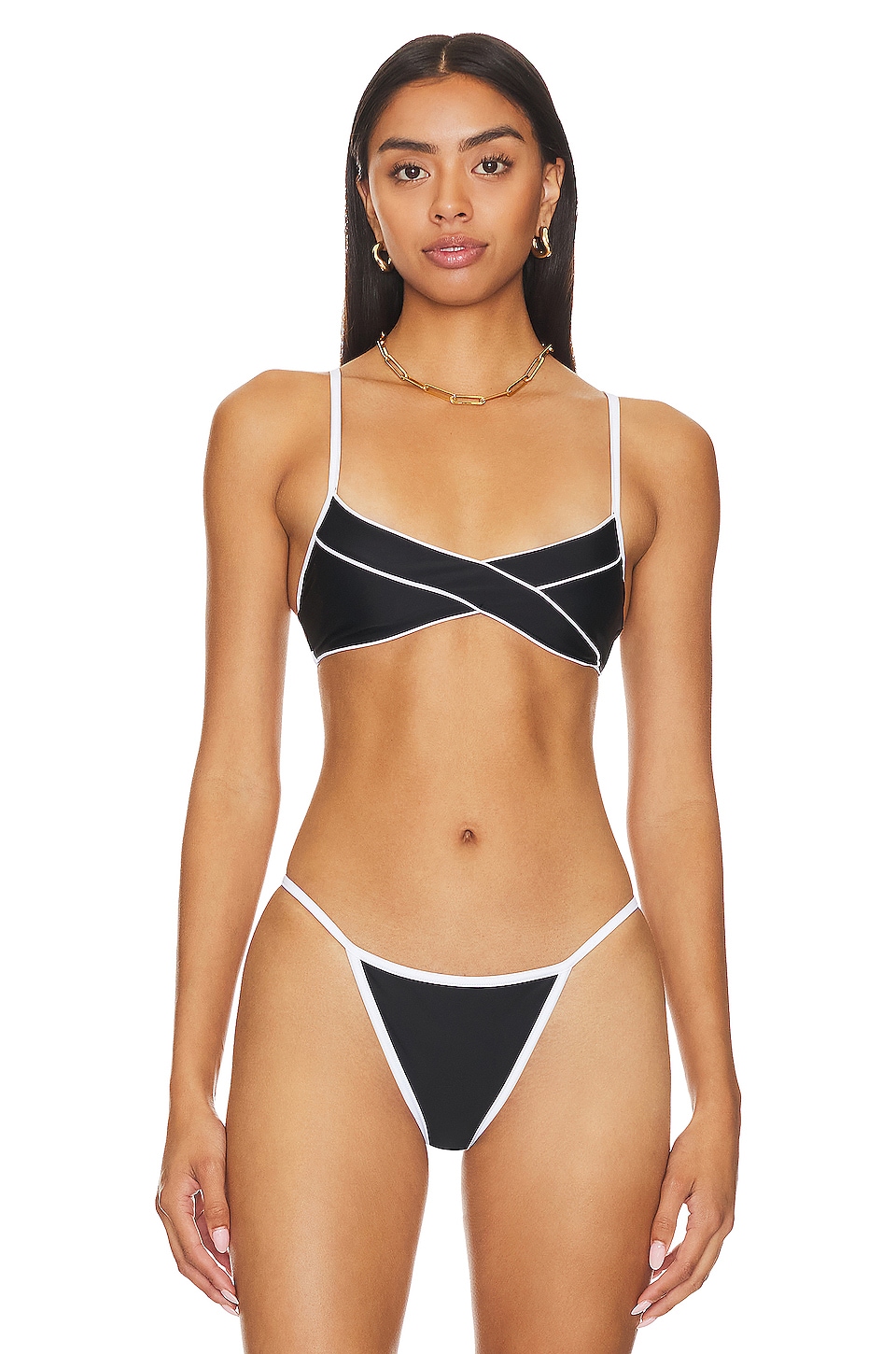 view 1 of 4 Gianna Bikini Top in Black & White