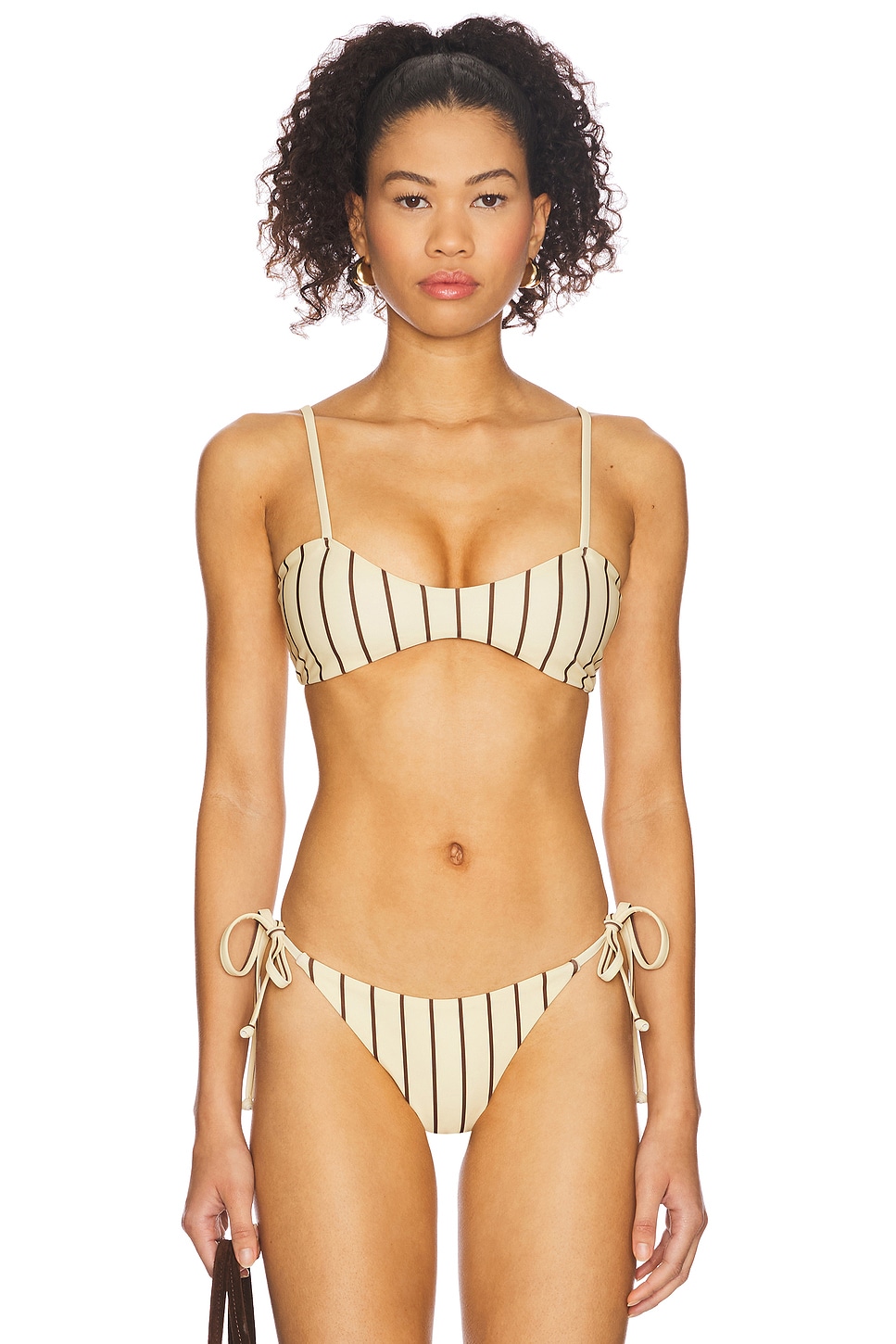 view 1 of 4 Minca Bikini Top in Butter Yellow Stripe
