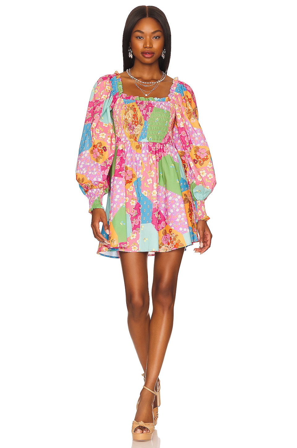 SPELL x REVOLVE Freda Shirred Mini Dress in Lolly | REVOLVE