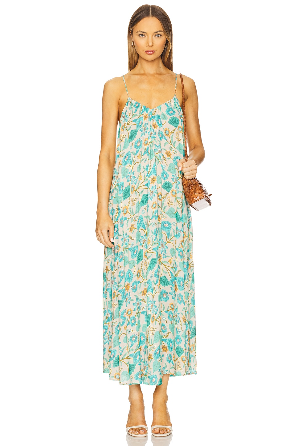 knee length dresses for ladies Veronica Beard Ember Silk-Blend Maxi Dress | Blue Coast Multi