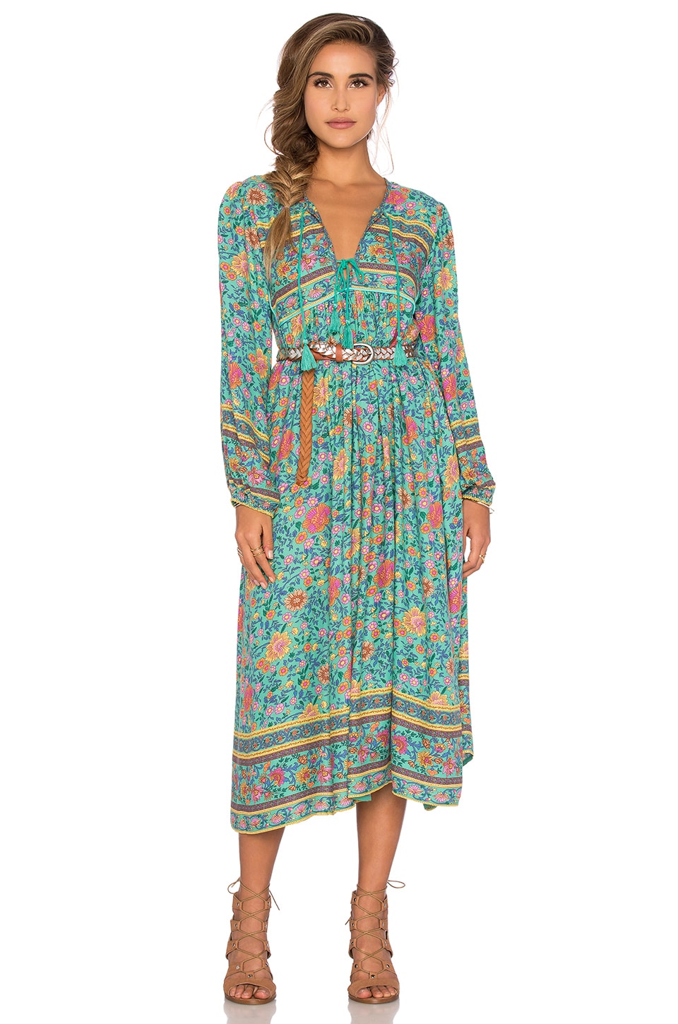 SPELL Folk Town Boho Dress in Turquoise | REVOLVE