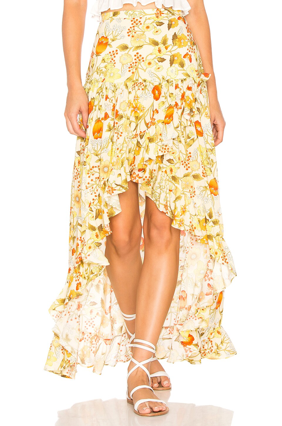 spell sayulita frill maxi dress