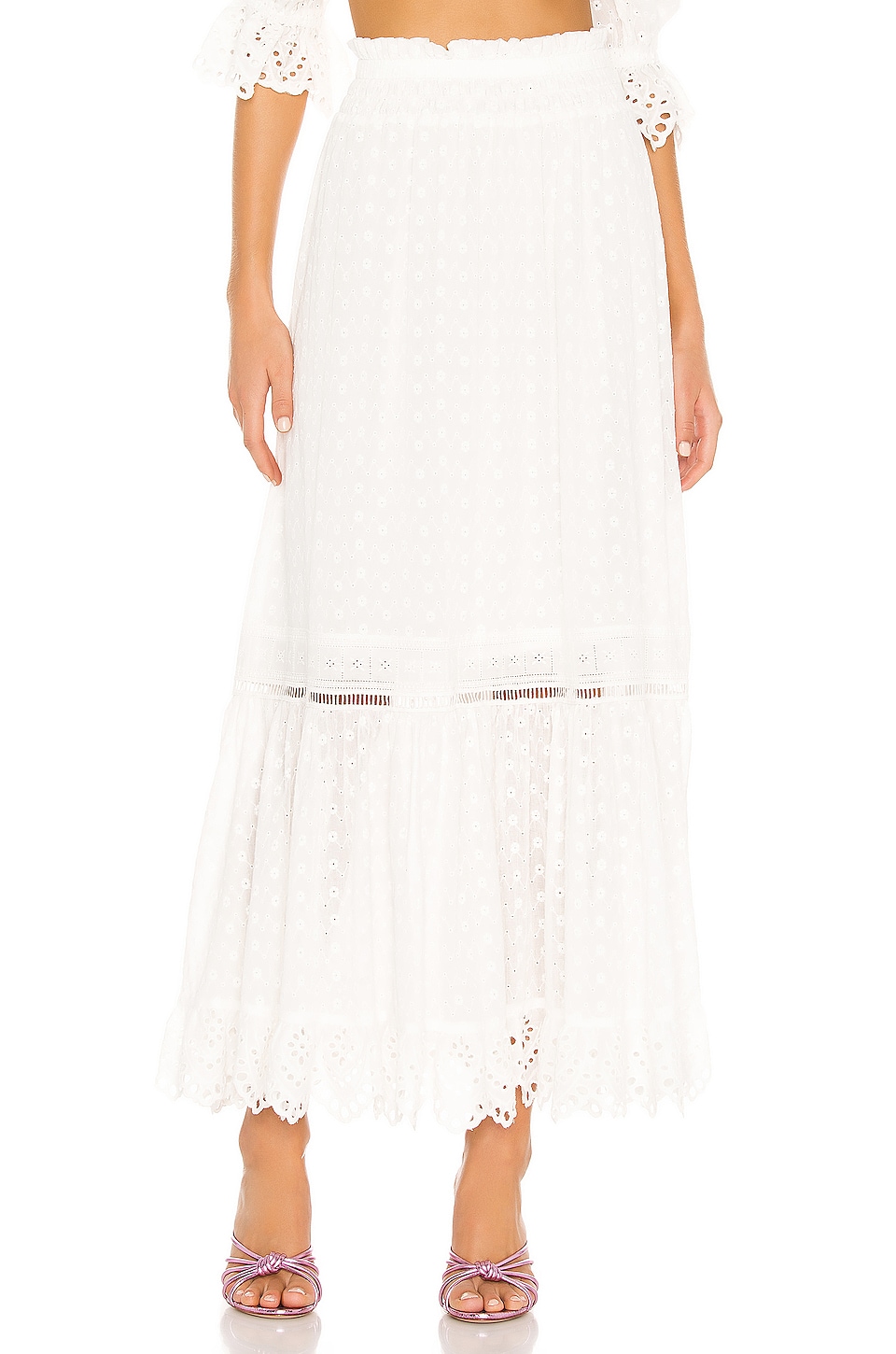 SPELL Daisy Chain Maxi Skirt in White | REVOLVE