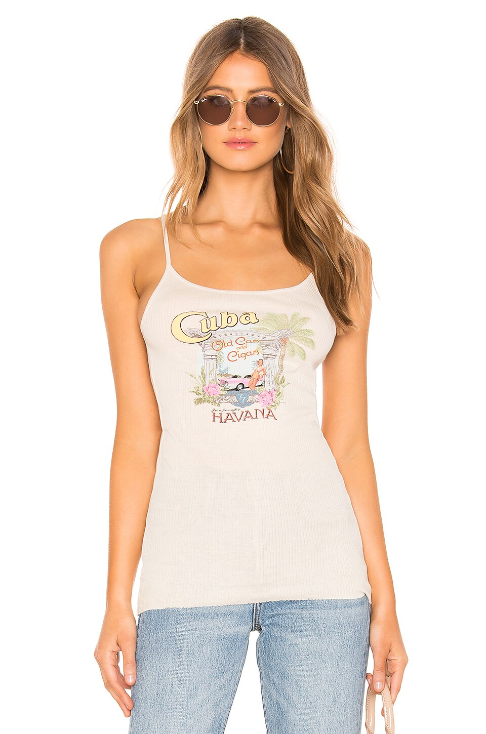 SPELL Cuba Ribbed Tank in Cream