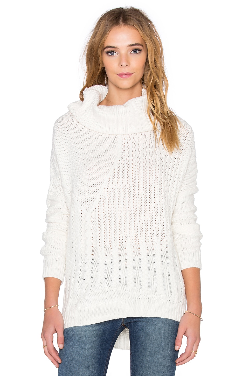 Splendid Stanton Cable Turtleneck Sweater in Natural | REVOLVE