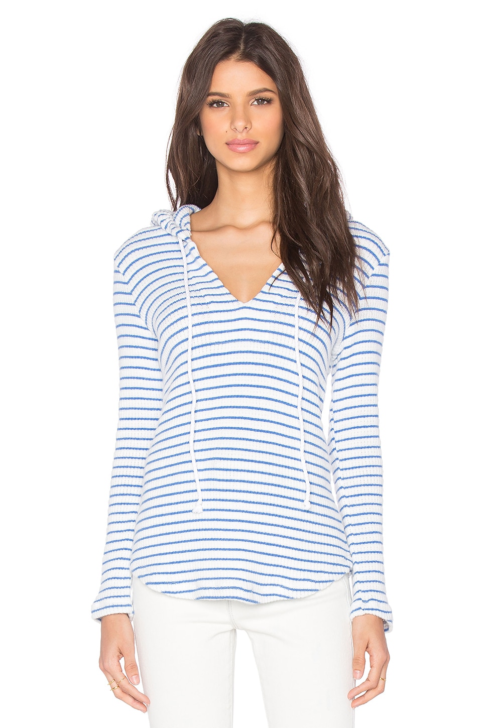 meridien stripe loose knit hoodie