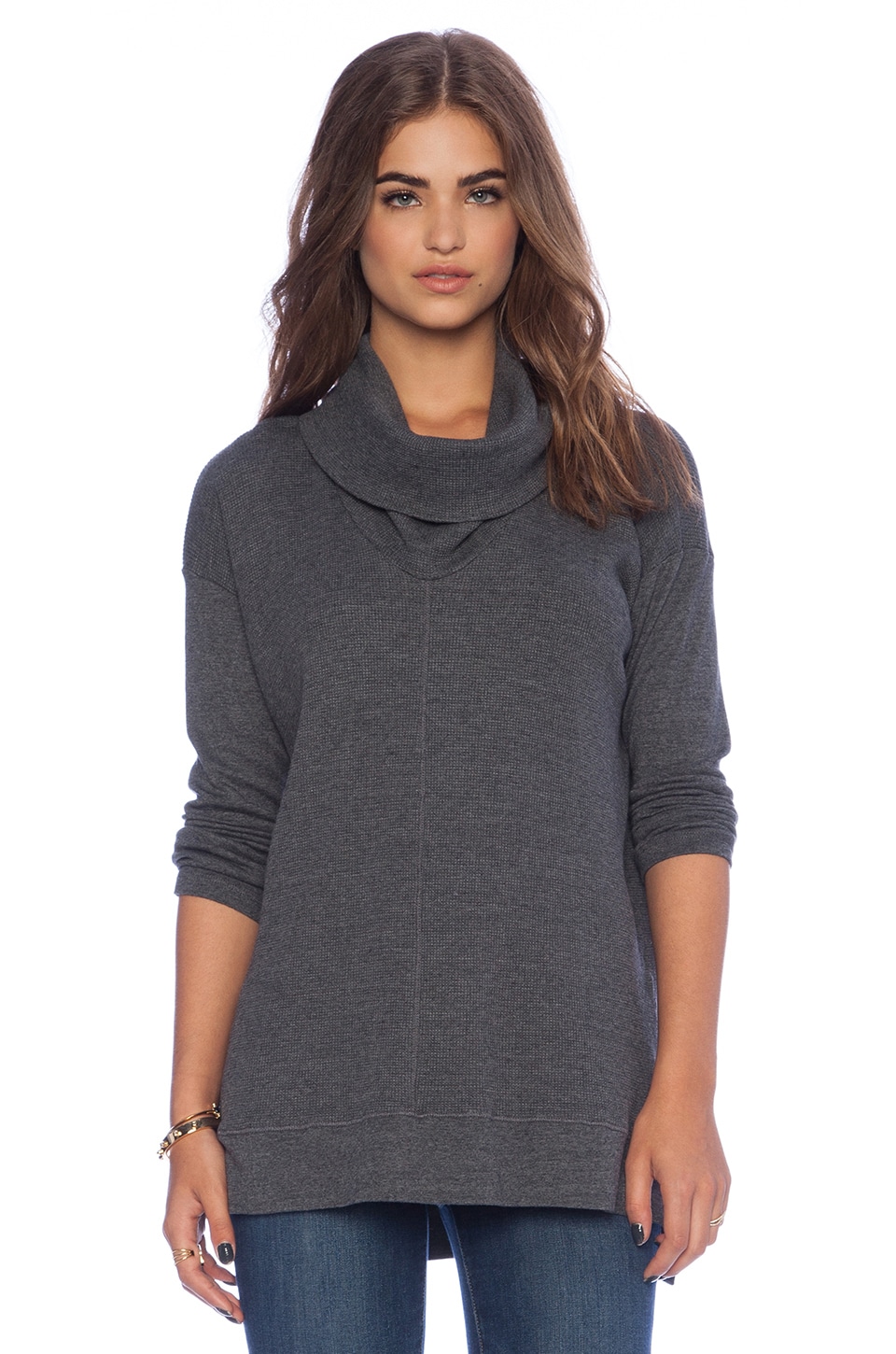 Splendid Thermal Cowl neck Top in Charcoal | REVOLVE