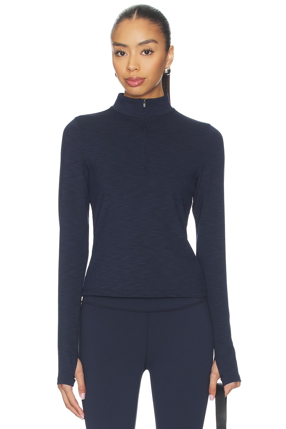 Stevie Active Rib Half Zip Waist Length Top