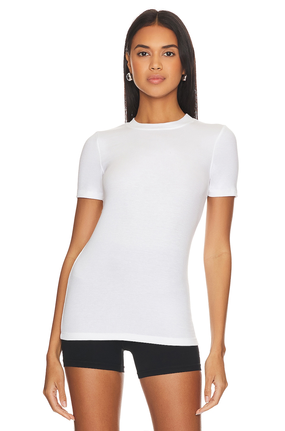 Splits59 Louise Rib Short Sleeve Top in White