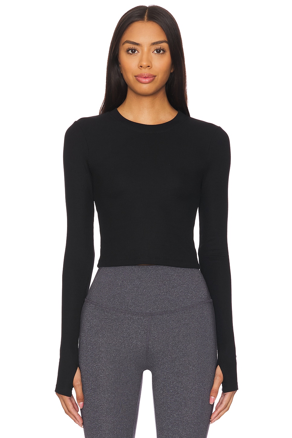 Splits59 Louise Rib Long Sleeve Crop Top