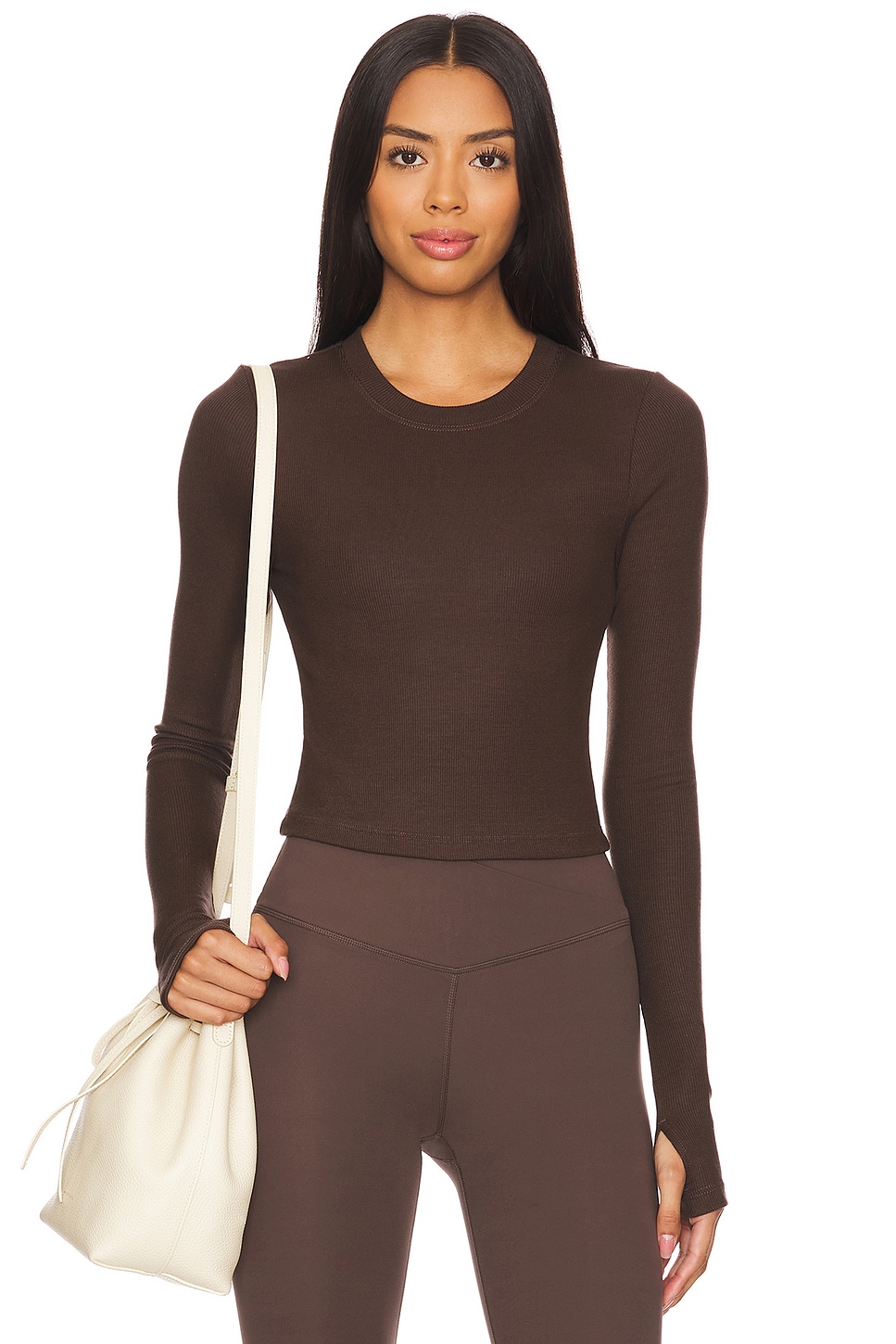 Splits59 Louise Rib Long Sleeve Crop Top
