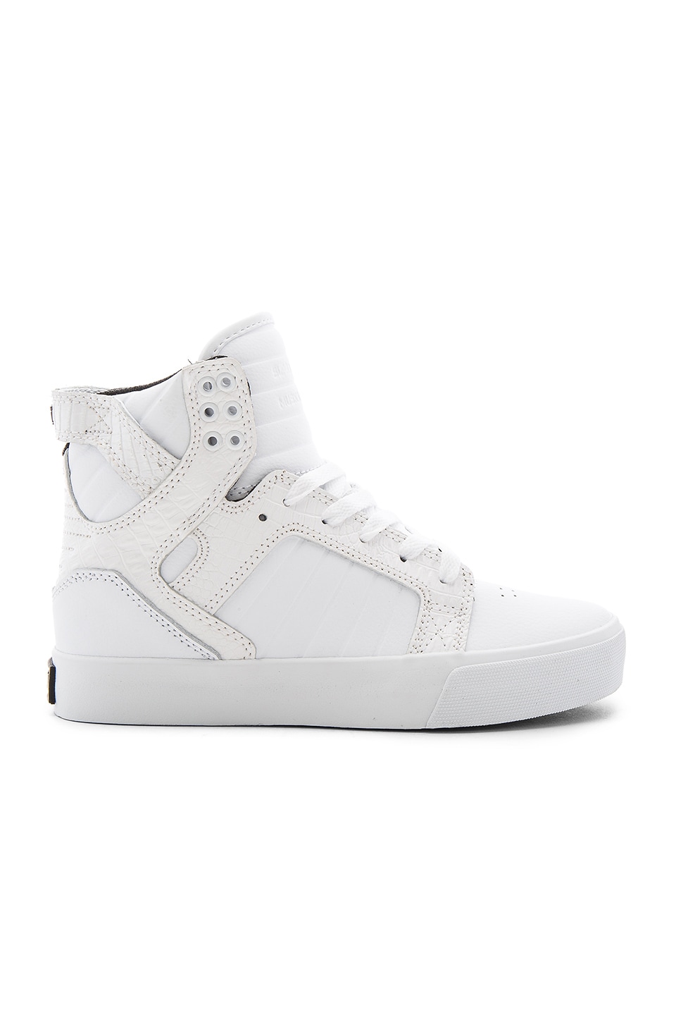 Supra Skytop Hi Top Sneaker in White Croc Embossed Leather | REVOLVE