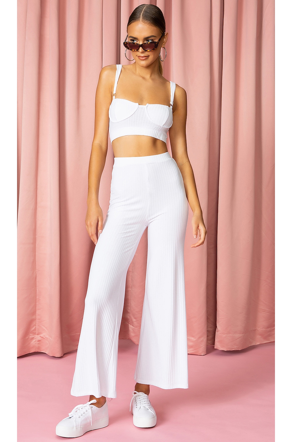 superdown Ribbed Bustier Pant Set in 