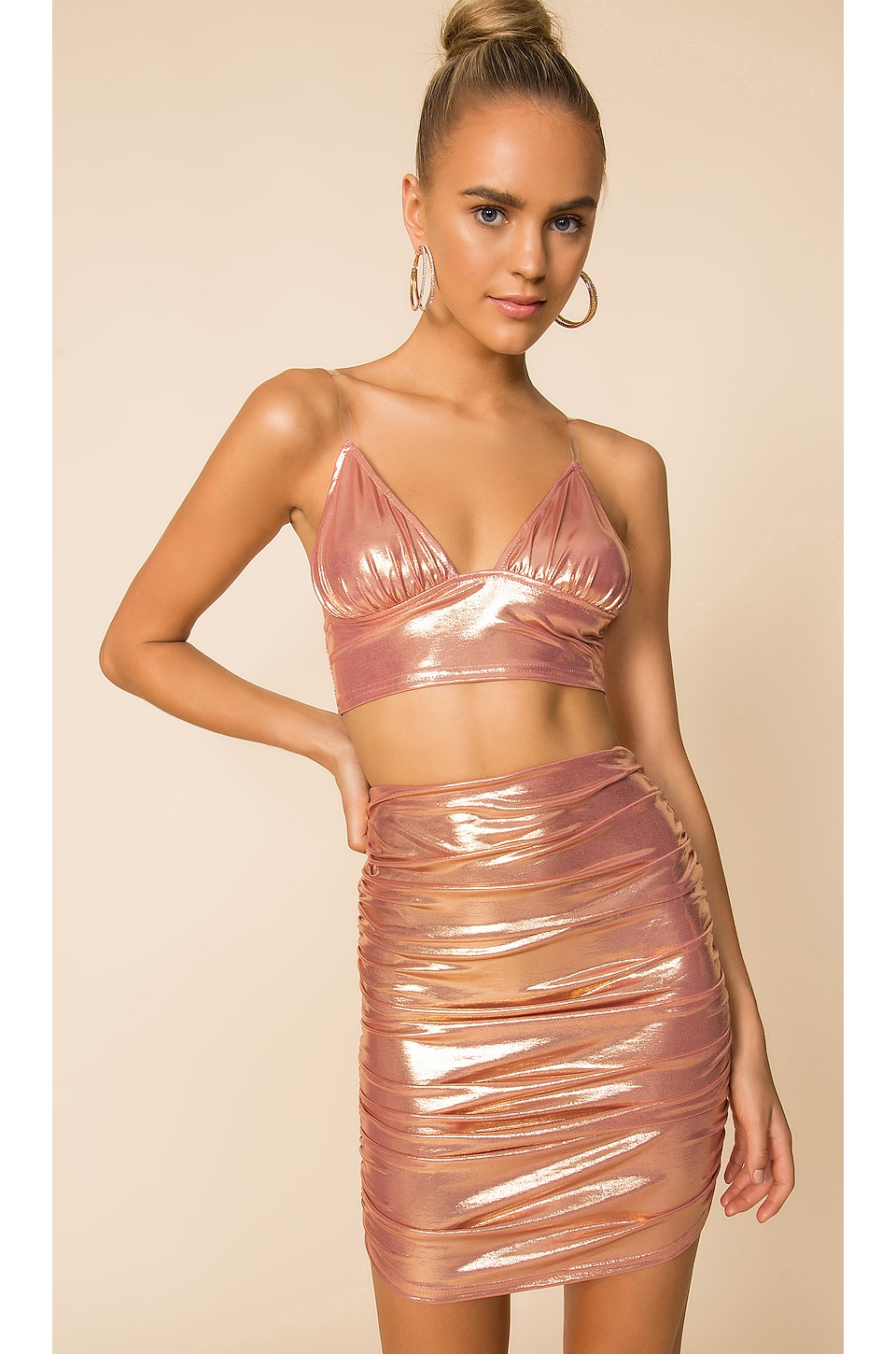 view 1 of 3 Ruched Skirt Set in Pink