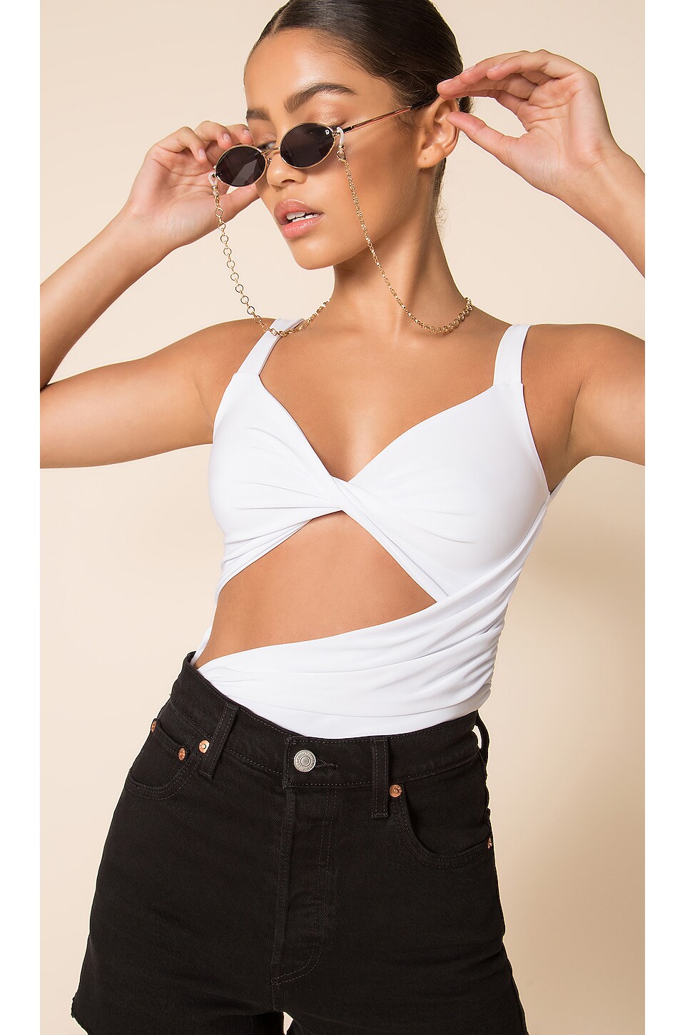 view 1 of 4 Cut Out Bodysuit in White