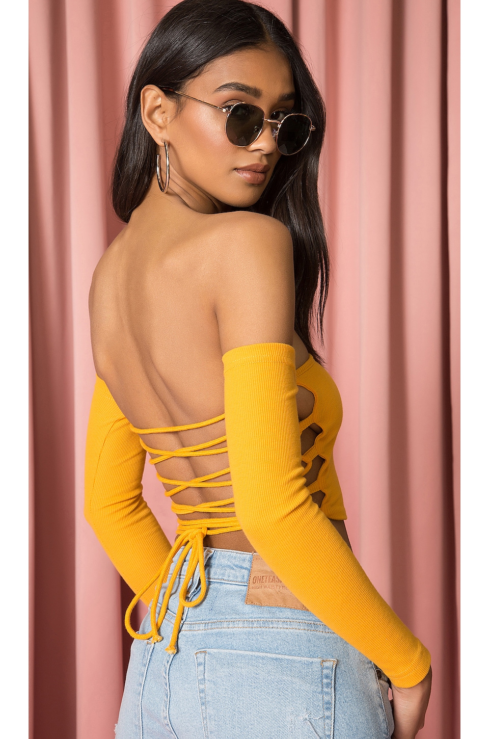 view 1 of 3 Off Shoulder Crop Top in Yellow