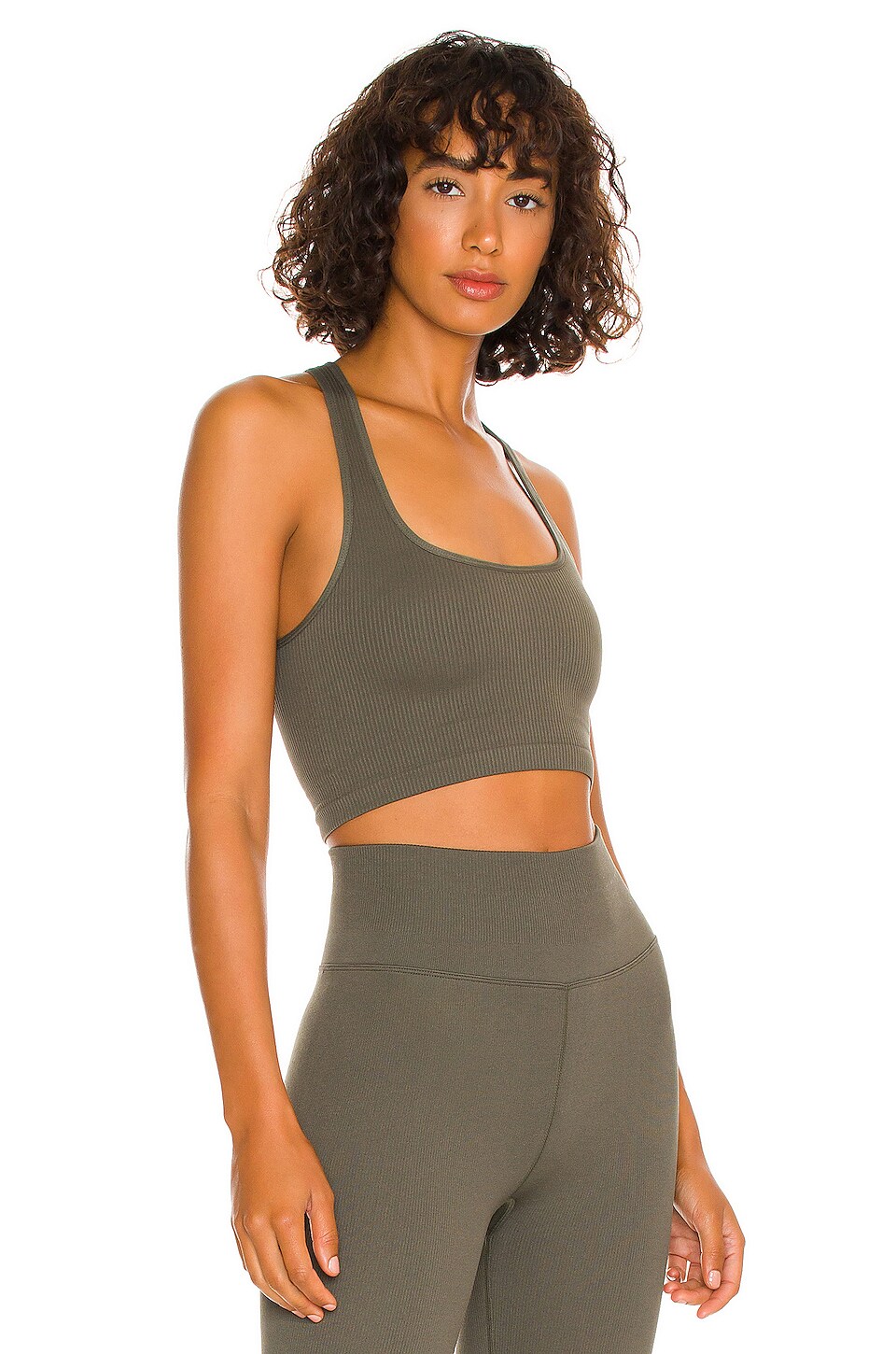Spiritual Gangster Athena Crop Tank in Burnt Olive