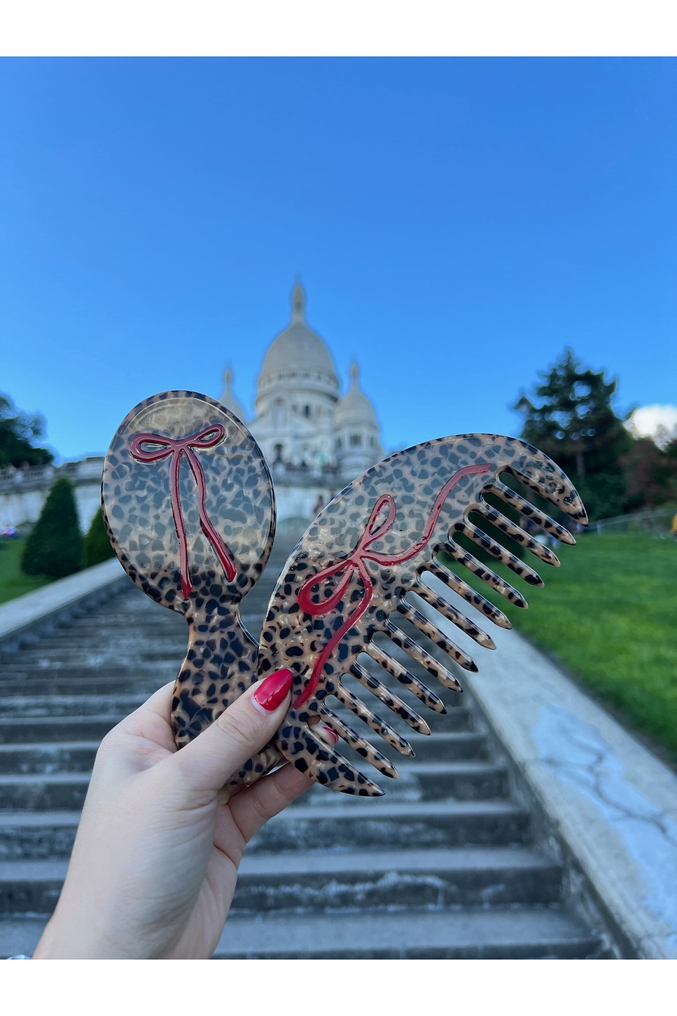 Hand-painted Compact Leopard Bow 2-1 Perfect Daily Brush