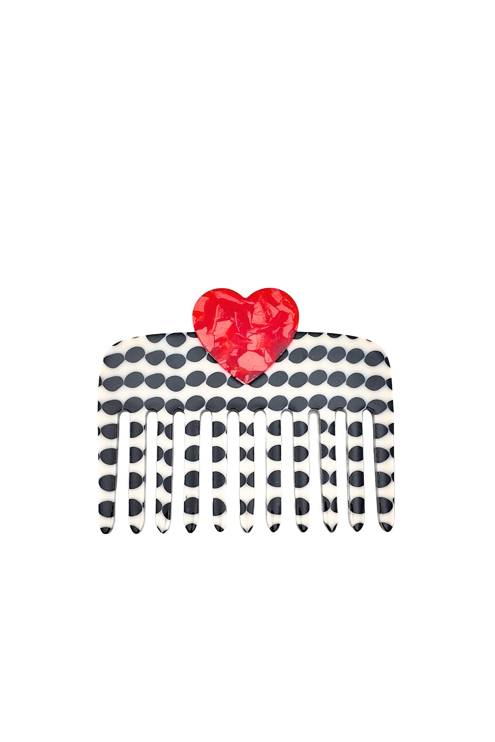 Hand-Painted Polka Dot Heart Pocket Hair Comb - thumbnail 2
