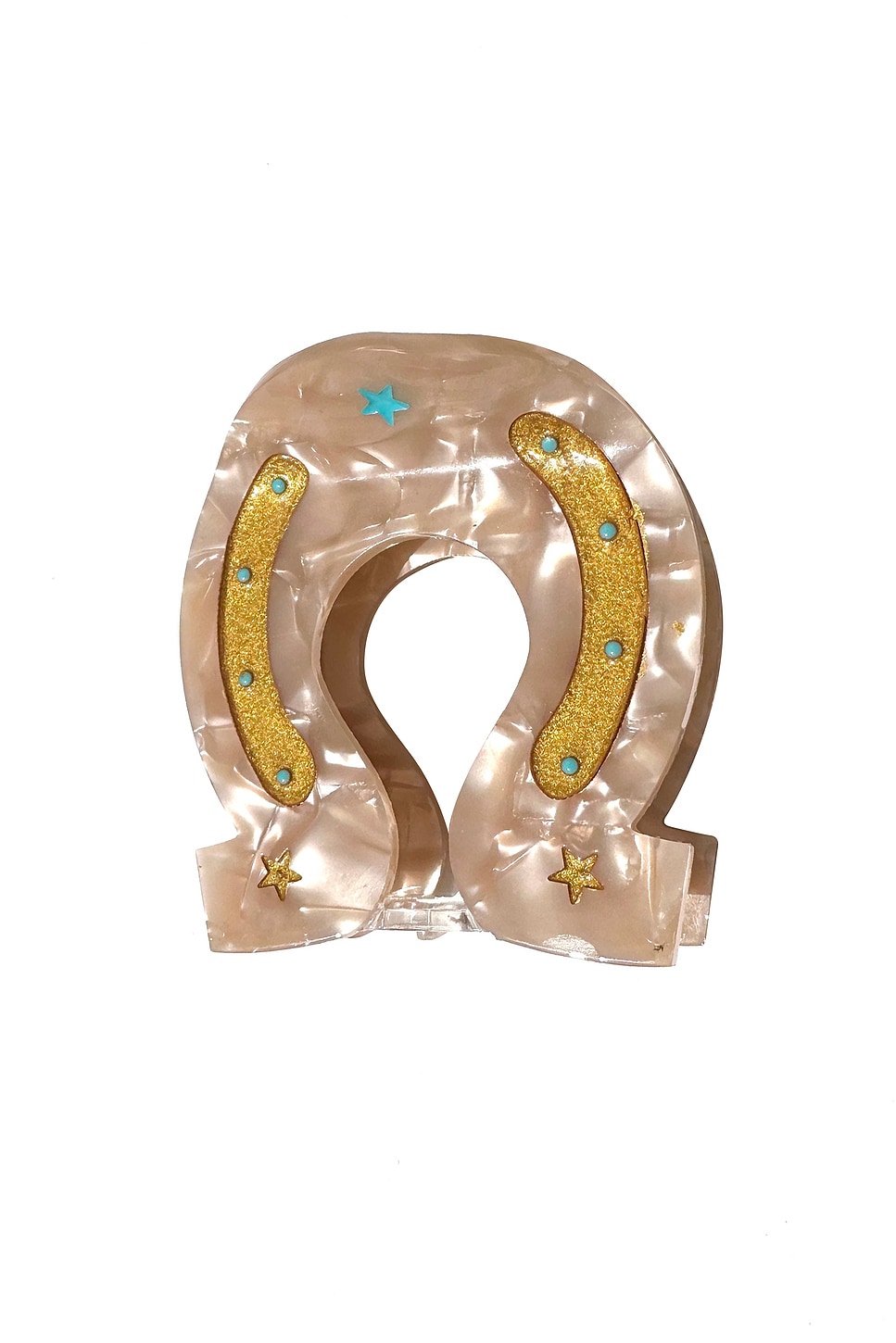 Hand-painted Lucky Horseshoe Hair Clip - thumbnail 2