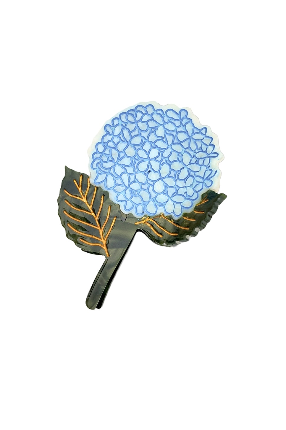 Solar Eclipse — ЗАЖИМ‑КРАБ ДЛЯ ВОЛОС С РУЧНОЙ РОСПИСЬЮ ГОРТЕНЗИИ HAND-PAINTED HYDRANGEA CLAW HAIR CLIP · Baby Blue