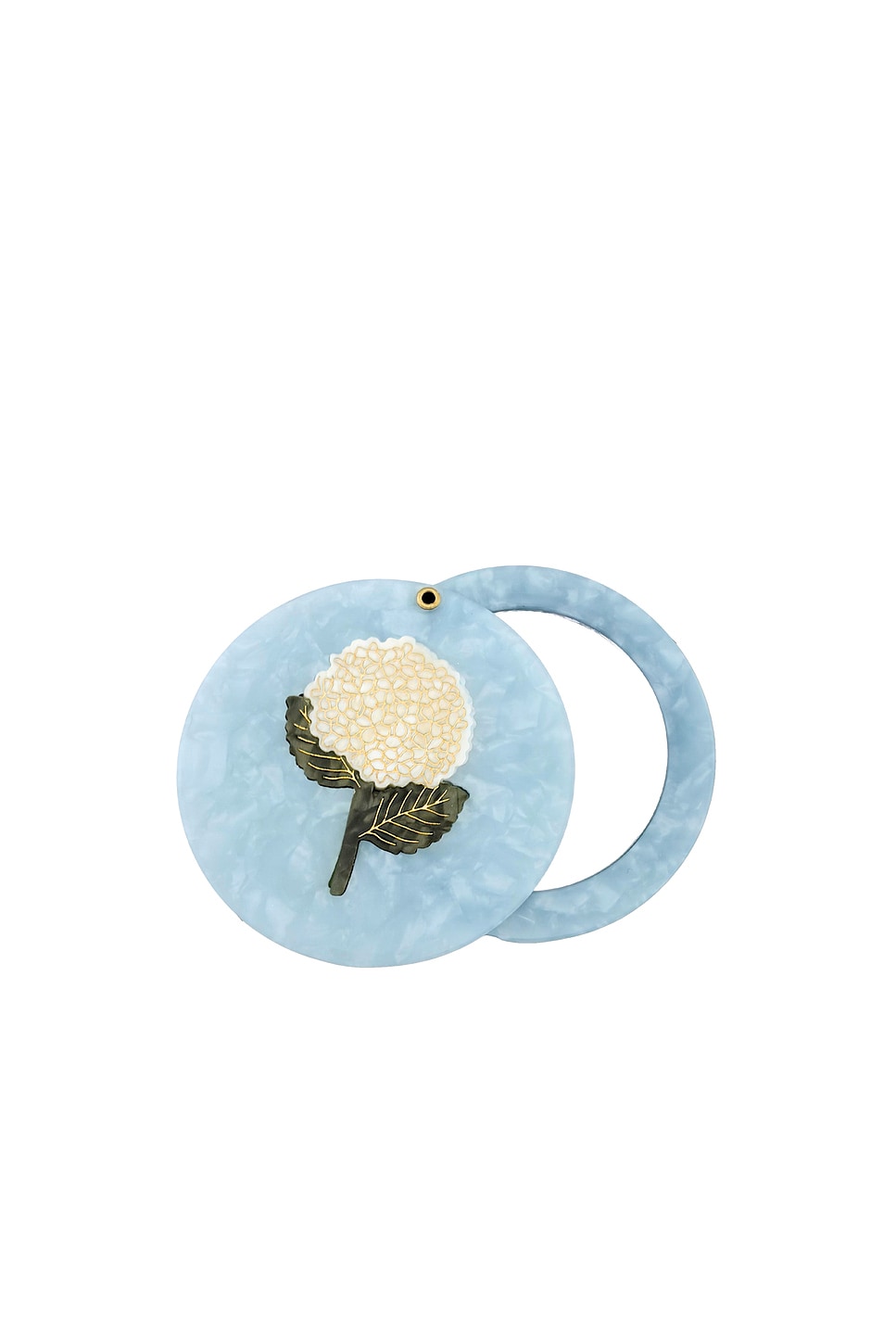 Hand-painted Hydrangea Compact Mirror - thumbnail 2
