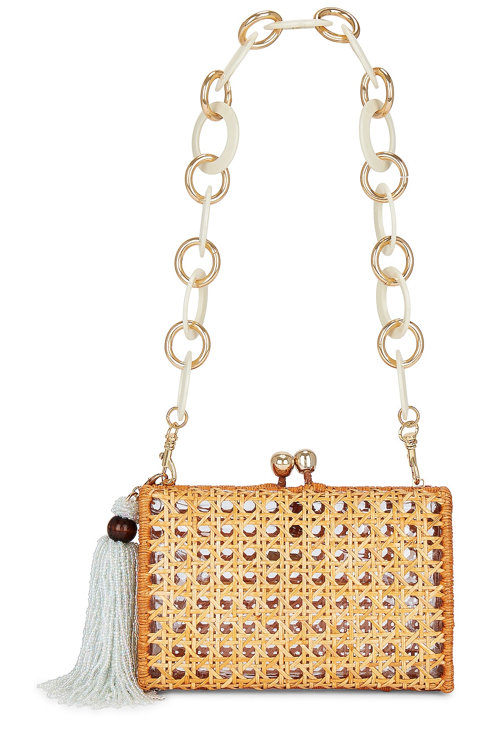 Serpui Charlotte Honey Wicker Clutch