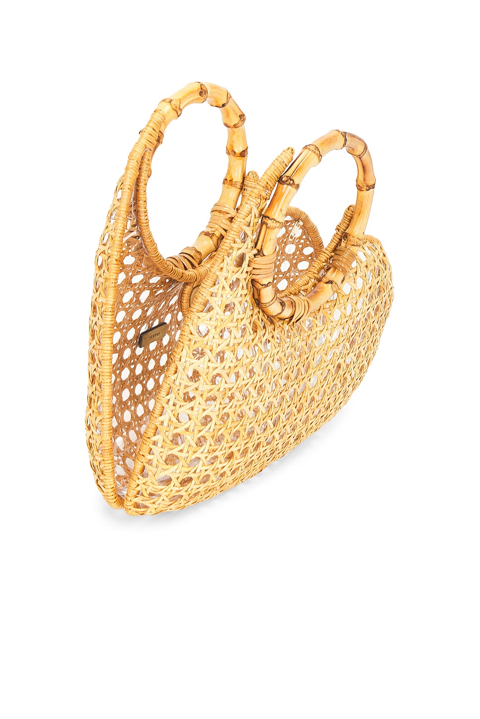 Serpui Marie バードデザイン かごバッグ Serpui Marie Heart Top Handle Bag in Light Honey | REVOLVE