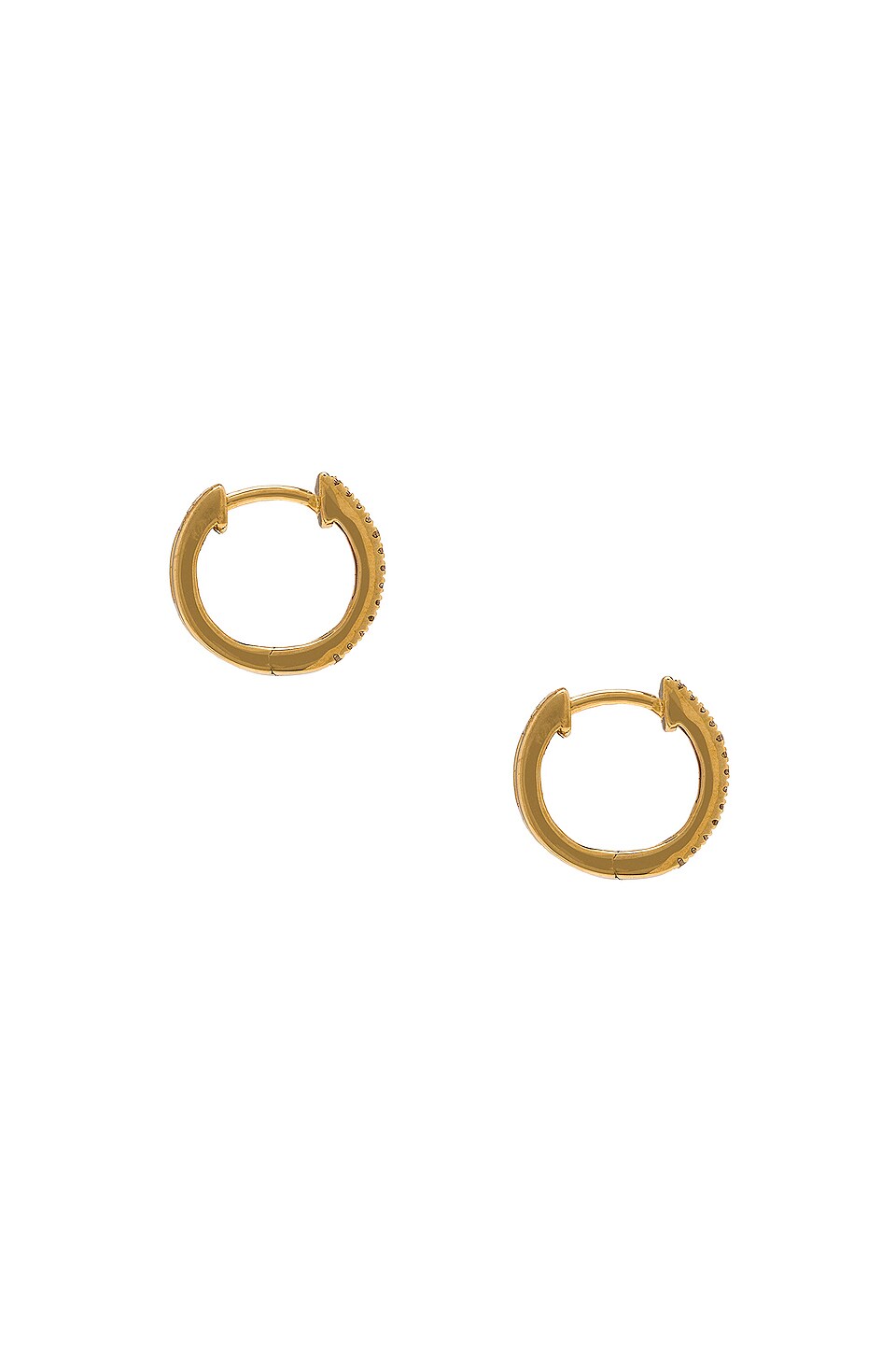 STONE AND STRAND Pave Two Row Diamond Huggie Earrings in Gold & Diamond