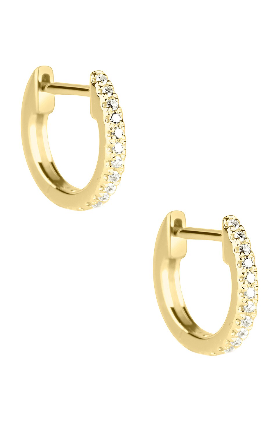 STONE AND STRAND White Diamond Pave Huggie Earrings in Gold & Diamond