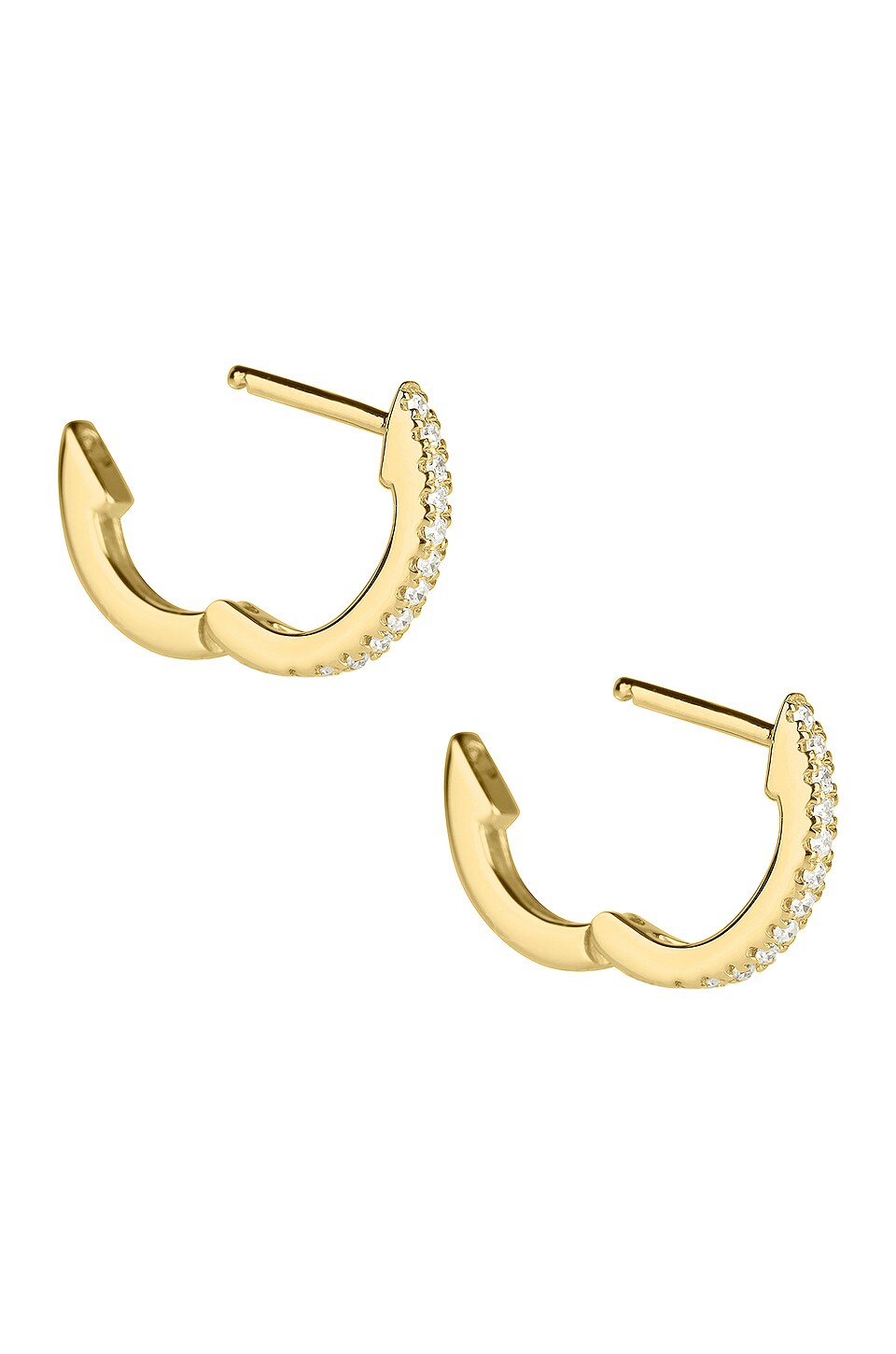 STONE AND STRAND White Diamond Pave Huggie Earrings in Gold & Diamond