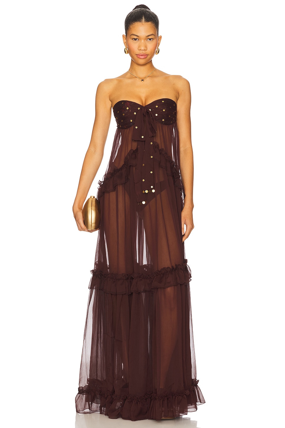 Siedres Josiane Dress in Brown - Size 42