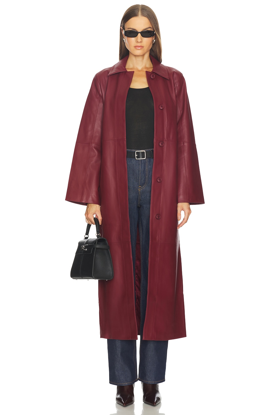SRG Reggie Leather Coat in Scarlet | REVOLVE