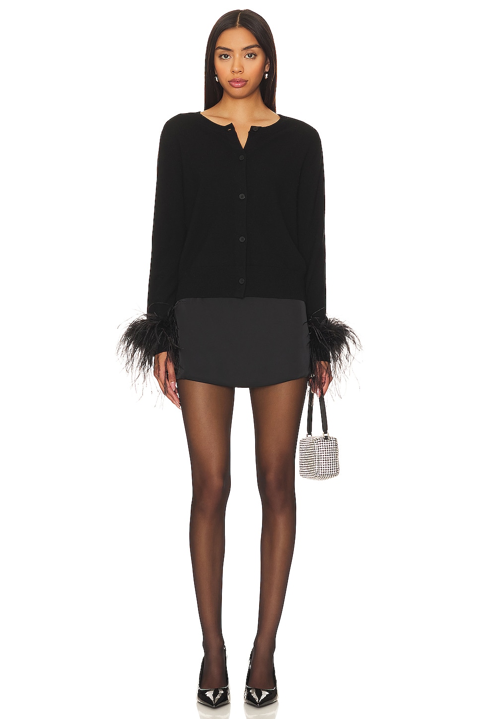 Rue Sophie Shushu Feather Cardigan in Black | REVOLVE
