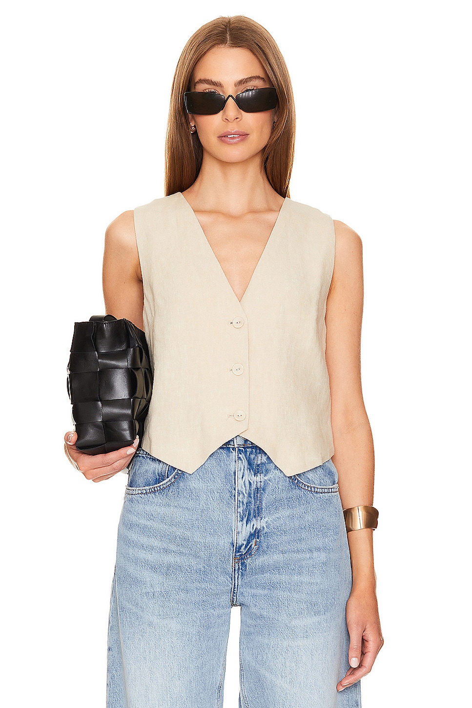 Rue Sophie Tashi Linen Vest in Taupe | REVOLVE