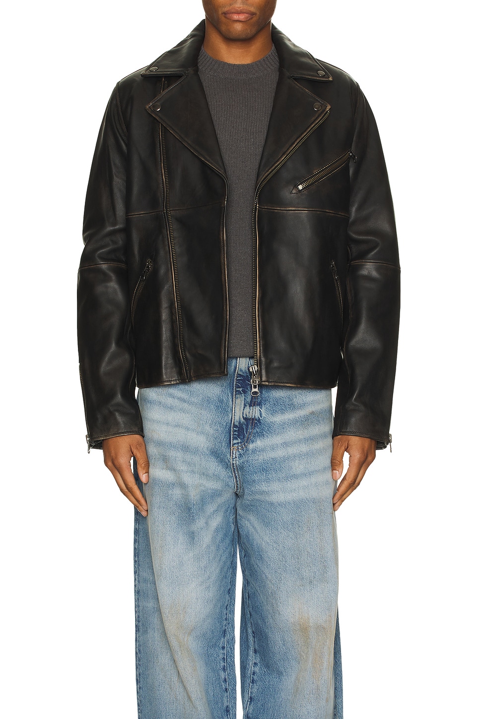 SAMSOE SAMSOE Sacobain Biker Jacket in Washed Brown | REVOLVE