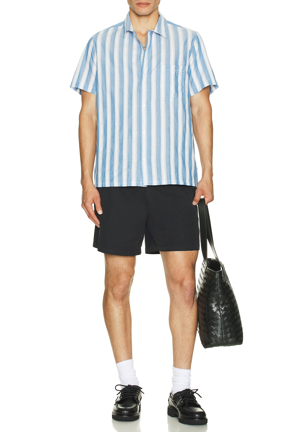 SAMSOE SAMSOE Saavan JF Shirt in Coronet Blue Stripe REVOLVE