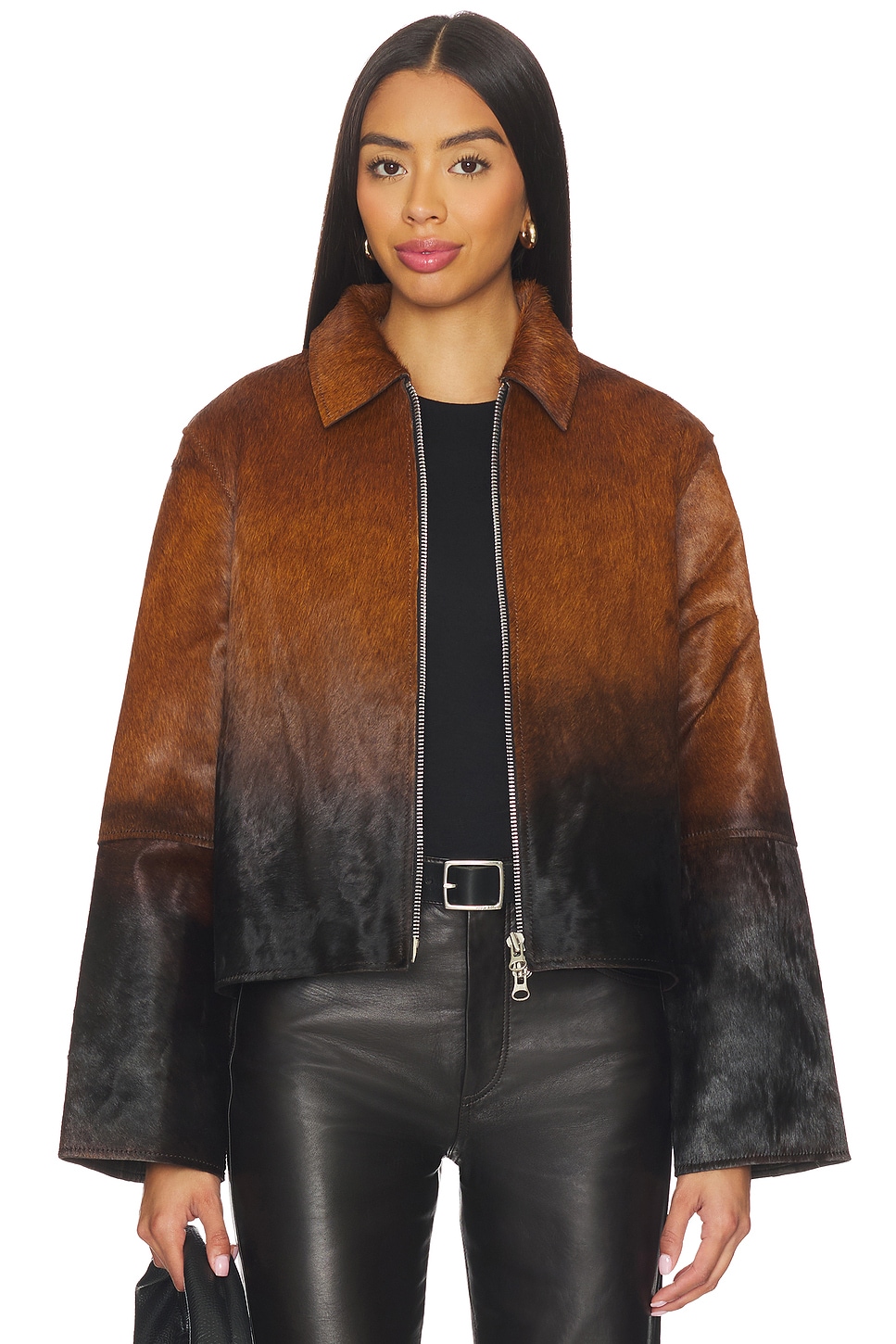 SAMSOE SAMSOE CHAQUETA CUERO SALYLO en Dark Brown Dip-dye REVOLVE