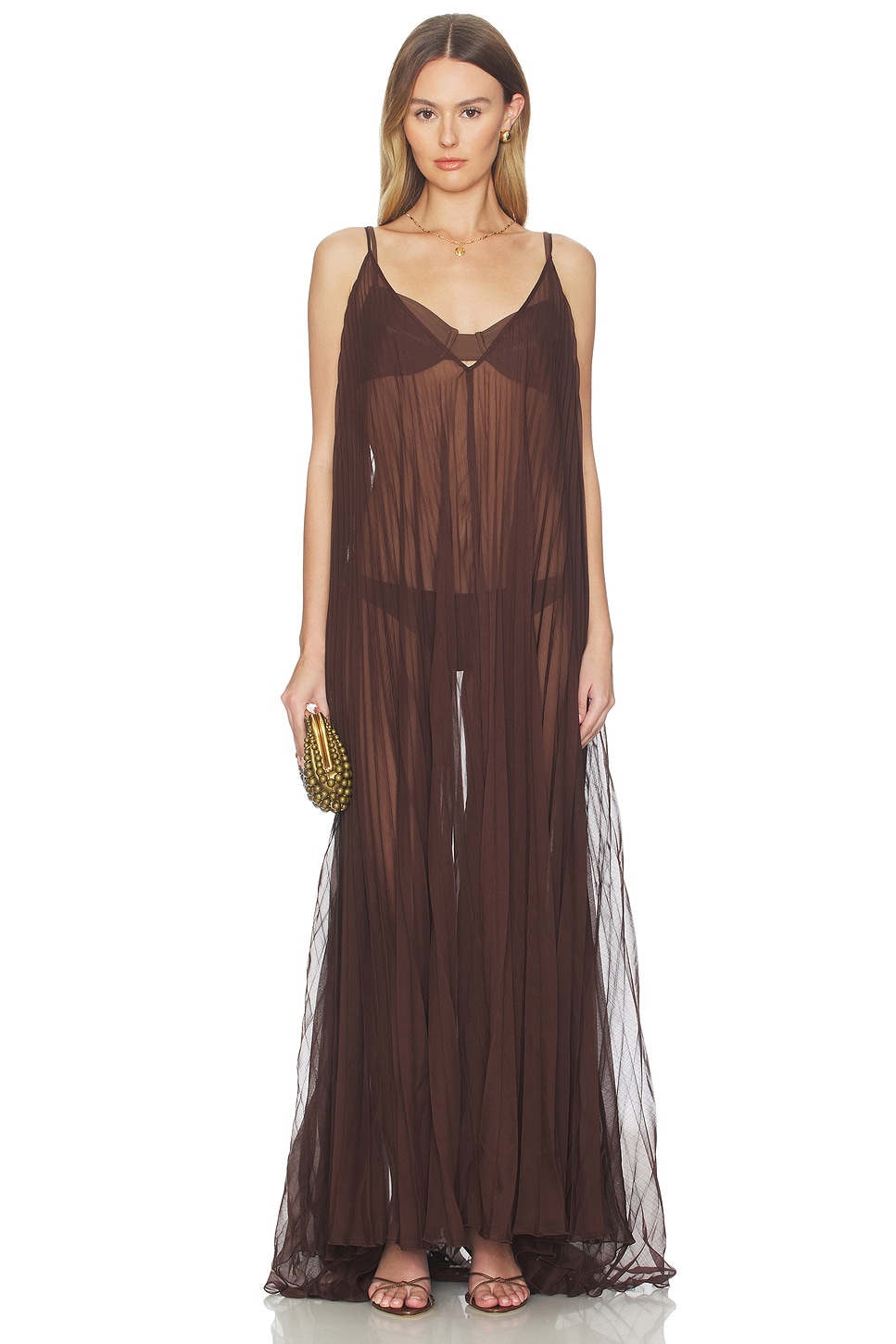 Shani Shemer Uma Maxi Dress in Chocolate - Size L