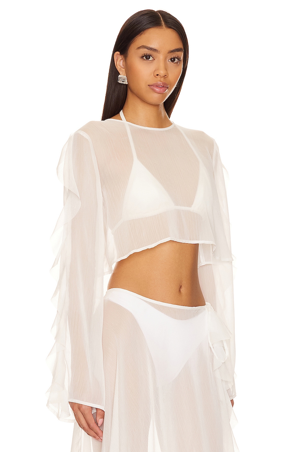 Thoma Cropped Shirt in White - thumbnail 3