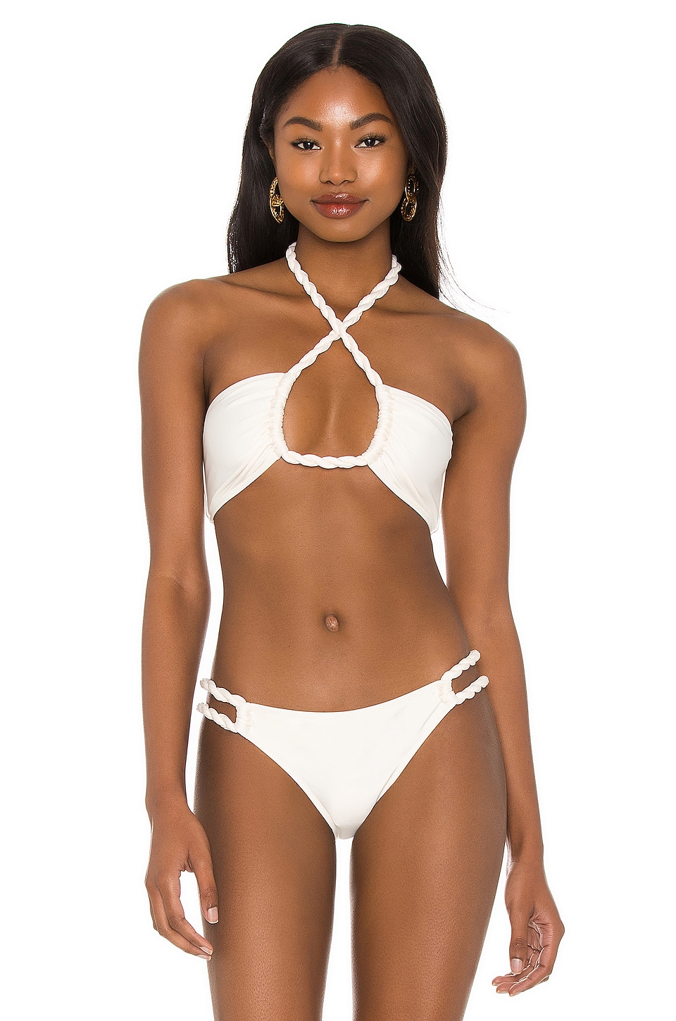 Shani Shemer Vanilla Bandeau Rope Bikini Top in White | REVOLVE