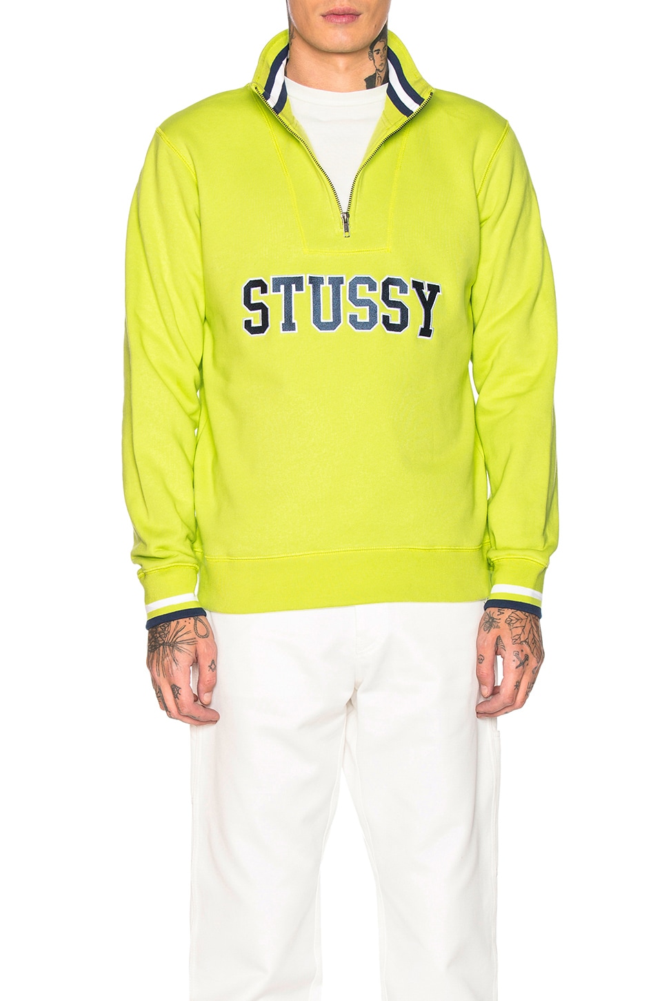 stussy contrast rib mock neck