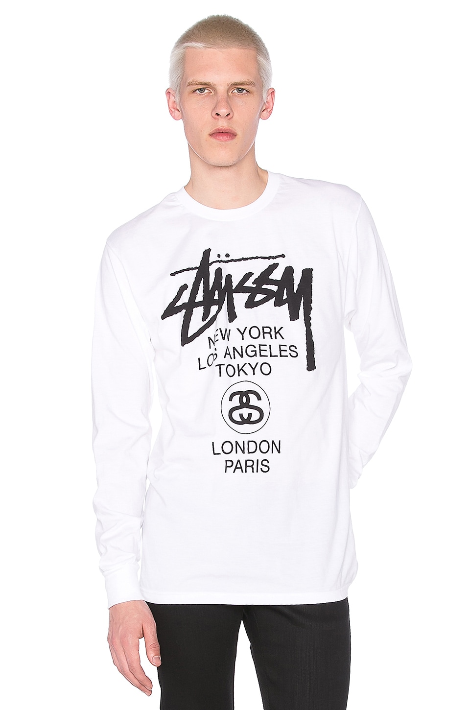 Stussy World Tour L/S Tee in White 1 | REVOLVE