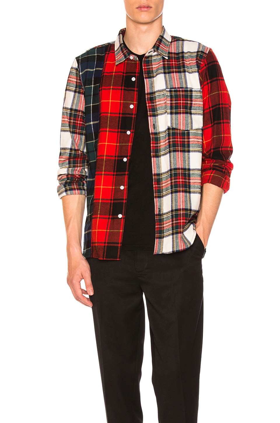 Image 1 of Mixed Tartan Button Down in Multi