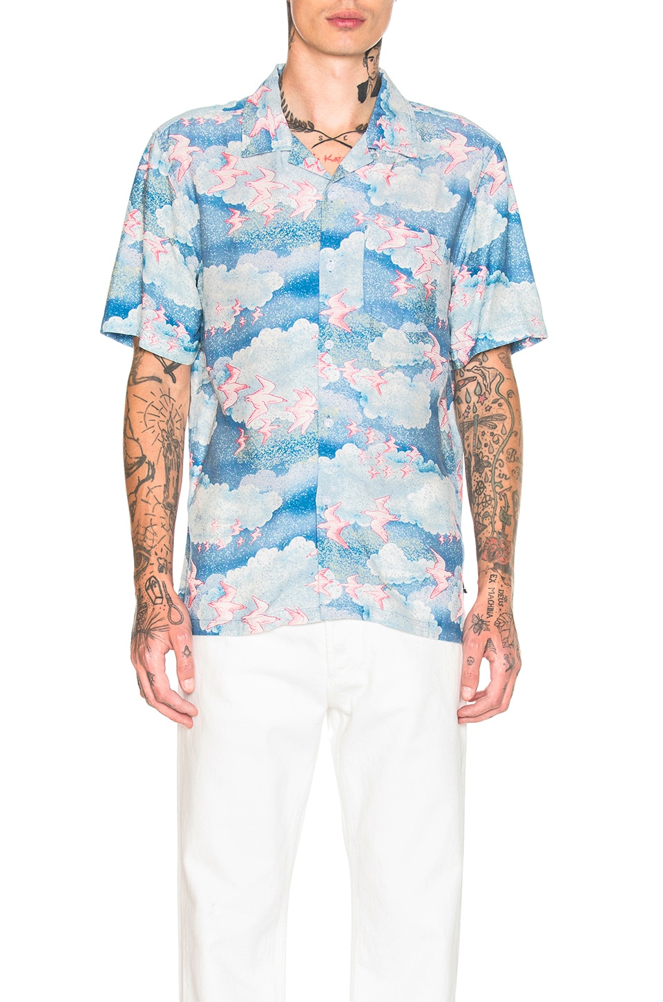 Stussy Clouds An Birds Shirt Short Sleeve In Baby Blue | ModeSens