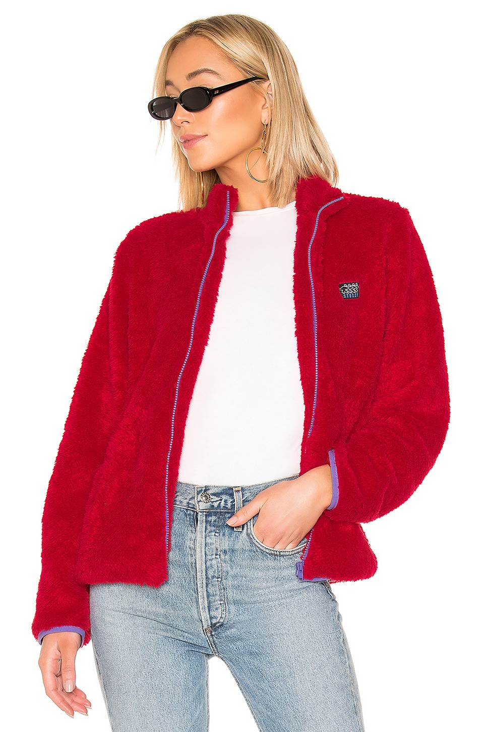 red sherpa jacket women's
