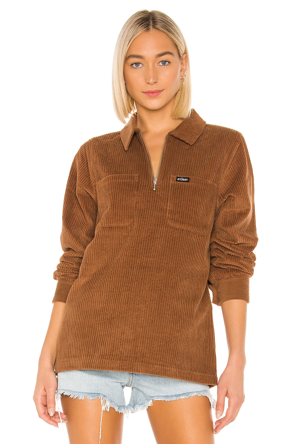 Stussy Garrett Big Wale Corduroy Top in Brown | REVOLVE