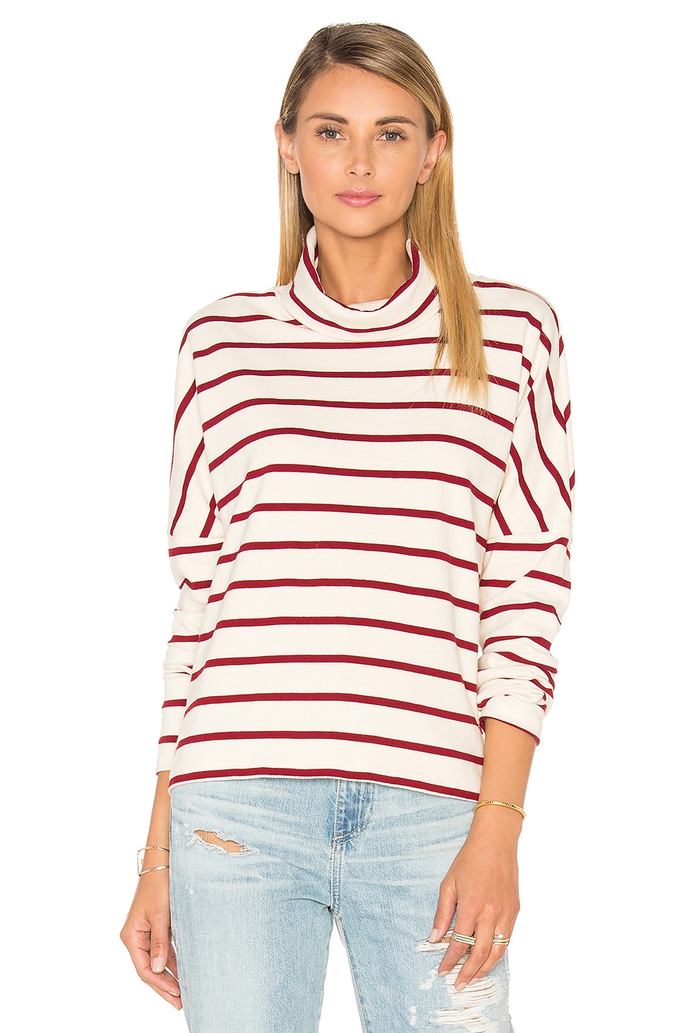 Stateside Wine Stripe Turtleneck in Cream | REVOLVE