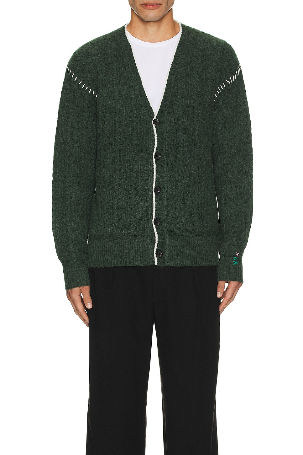 Scotch & Soda Alpaca Dropped Shoulder Cardigan in Pine Green Scotch & Soda Alpaca Dropped Shoulder Cardigan in Pine Green